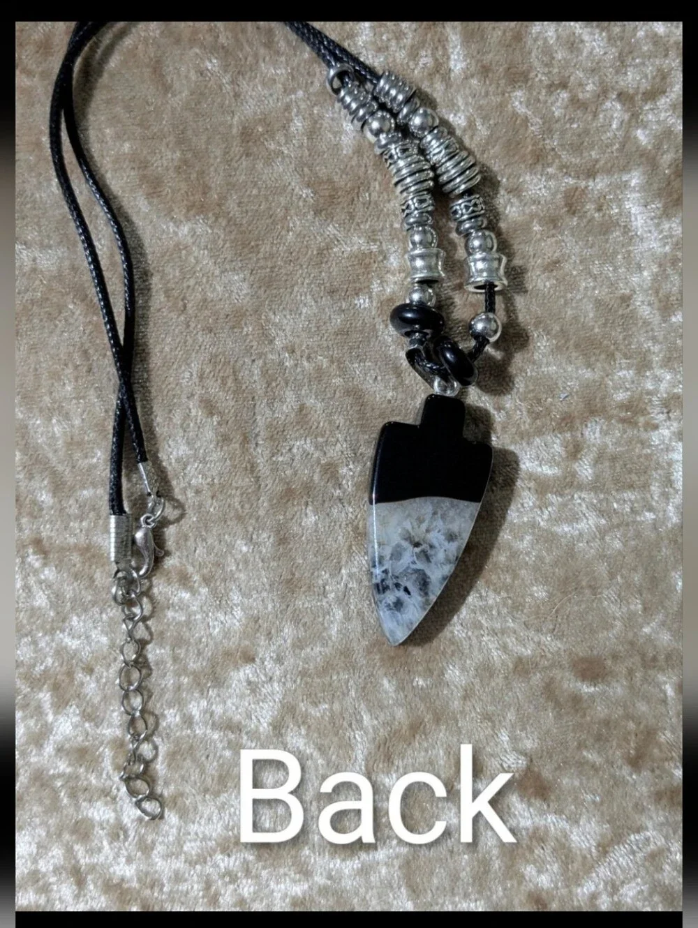 Handmade Black & White Druzy Arrowhead Beaded Necklace (Unisex)